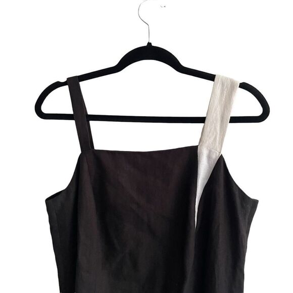 KONTRAST Linen Sleeveless Midi Maxi Colour-block Dress Black White 10 - Picture 2 of 6